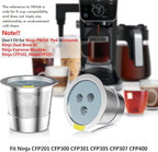 Reusable K Cups Compatible with Ninja Coffee Maker,Stainless Steel 4 Pack Reusable Coffee Pods,Permanent K Cups Coffee Filters Fit for Ninja CFP201 CFP 300 CFP301 CFP305 CFP307 CFP400 (4Pack)