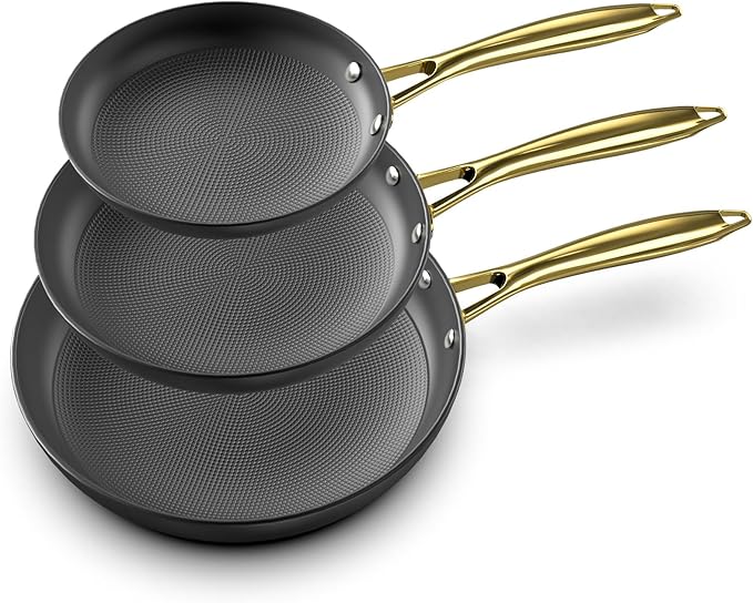 imarku Non Stick Frying Pans, 3 Pieces - 8 Inch, 10 Inch and 12 Inch Frying Pan, Professional Frying Pans Nonstick, Cast Iron Skillets, Nonstick Frying Pan with Stay Cool Handle, Best Christmas Gifts