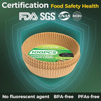 Air Fryer Paper Liner Disposable: 100PCS 8 Inch Airfryer Insert Parchment Paper Sheets, Grease and Water Proof Non Stick Basket Liners for Baking Cooking Roasting from ctizne