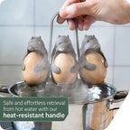 Peleg Design Eggbears 3-in-1 Cook, Store and Serve Egg Holder, Bear-Shaped Boiled Egg Cooker for Making Soft or Hard Boiled Eggs, Eggies, Holds 6 Eggs for Easy Cooking and Fridge Storage