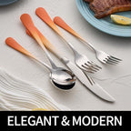 20-Pieces Color Silverware Sets for 4,Orange and white Handle Stainless Steel Cutlery Set, Include Forks Spoons and Knives Set, Dishwasher Safe Utensil Sets for Home Restaurant