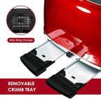 Roter Mond 4 Slice Toaster Retro Stainless Steel with Bagel Defrost Cancel Function, 6 Browning Settings, Extre Wide Slot and Removable Crumb Tray, Red, ST033