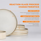 Stoneware Dinnerware Sets, Plates and Bowls Set for 4, 12-Piece Ribbed Dishes – Chip & Scratch Resistant, Microwave and Dishwasher Safe Tableware, Cream Off-White