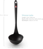 DI ORO Silicone Ladle – Soup Ladle for Cooking & Serving Heat-Resistant - Large Kitchen Soup Ladle Nonstick Cookware Safe - Soup Serving Spoon with Wide Bowl - Silicone Utensil Dishwasher Safe (Black)