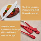 20-Piece Red Silverware Set 18/0 Stainless Steel Silverware Set Red Handle Cutlery Set Service for 4 Dinner Knives Forks Spoons Set Flatware Set Finish Dishwasher Safe