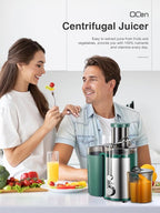 Juicer Machine, 800W Centrifugal Juicer Extractor with Wide Mouth 3” Feed Chute for Fruit Vegetable, Easy to Clean, Stainless Steel, BPA-free (Green)