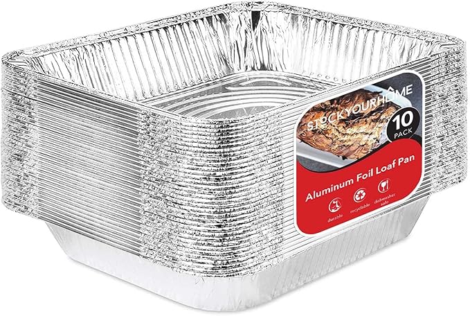 Stock Your Home Aluminum Pans 9x13 Disposable Foil Pans (Pack Of 10) - Half Size Steam Table Deep Aluminum Trays - Tin Foil Disposable Pans Great for Cooking, Heating, Storing, Prepping Food