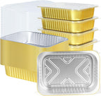 40 Pack 1.5 LB 7.2"×5"×1.8" Aluminum Pans with Lids Heavy Duty, 24 Ounce Disposable Tin Foil Food Containers with Lids for Baking, Meal Prep, Freezer, Heating and Takeout