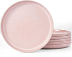 famiware Milkyway Dinner Plates, 10.24 inch Plates for 6, Stoneware Dessert Plates Dish Set for Kitchen, Reactive Glaze Plate Set, Microwave and Dishwasher Safe, Light Pink