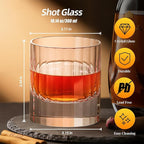 KAMMAK Crystal Whiskey Glasses Set of 2, 10.14 Oz Old Fashioned Tumbler with Delicate Cut Rim & Thick Heavy Base, Elegant Barware for Scotch, Bourbon, Cocktail, Wine - Ideal Gift & Home Drinkware