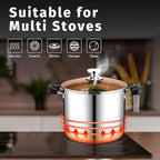 P&P CHEF Stainless Steel 3-Ply Sock Pot with Lid, Stockpot for Cooking Pasta & Stewing Soup, Fits Multi Stoves, Heat-proof Handle & Clear Lid, Heavy Duty & Dishwasher Safe, 10 Quarts