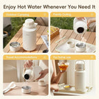 1000mL Portable Electric Kettle, 304 Stainless Steel Water Boiler with 4 Temp Settings, Keep Warm & Boil-Dry Protection, Electric Tea Kettle for Travel, Hotel, Camping (120V Outlets)