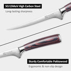 PAUDIN Fillet Knife 7 Inch, Professional Filet Knife for Fish with Sheath, Razor Sharp Boning Knives for Meat Cutting with Ergonomic Pakkawood Handle, Gift Box