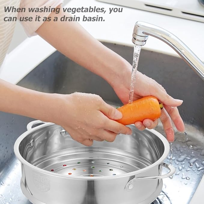 STOBAZA 20cm Steamer Basket Stainless Steel Steam Rack Trivet, Steamer Grid Compatible with Instant Pot Pressure Cooker