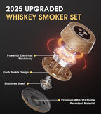 Electric Cocktail Smoker Kits with 6 Wood Chips, Whiskey Smoker Kit with Built-in Lighter, Old Fashioned Bourbon Drinking Smoking Kit, Gifts for Dad Husband Men Father Whiskey Lovers, No Butane Needed