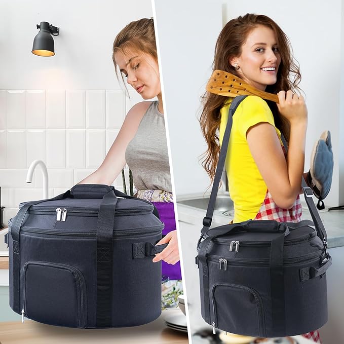 CrockPot & Hamilton Beach Slow Cooker Carrying Bag - 6-8 Quart, Portable Travel Bag with Lid Fastener, See-through Window