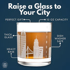 Greenline Goods – Detroit, MI Skyline Whiskey Glasses (Set of 2), 10 oz – Rocks/Old Fashioned Tumblers