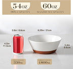 MALACASA Salad Bowls Set of 4, Soup Bowls for Kitchen, 60oz Large Ceramic Bowl for Ramen, Cereal, Fruit, Pho and Pasta, Microwave & Dishwasher Safe, Speckled Deep Bowls, White & Brown