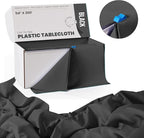 Exquisite Party Solids 54 Inch X 300 Feet Black Plastic Table Cover Roll in A Cut - to - Size Box with Convenient Slide Cutter. Cuts Up to 36 Rectangle 8 Feet Plastic Disposable Tablecloths