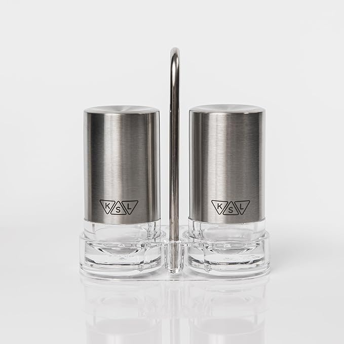 KSL Original Glass Salt and Pepper Shakers Set - Stainless Steel Salt Shaker and Pepper Shaker - Salt and Pepper Shaker Set for Salts and Pepper