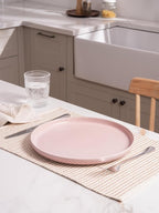 famiware Milkyway Dinner Plates, 10.24 inch Plates for 6, Stoneware Dessert Plates Dish Set for Kitchen, Reactive Glaze Plate Set, Microwave and Dishwasher Safe, Light Pink