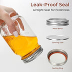 CycleMore 16oz Mason Jars, 15 Pack Embossed Glass Canning Jars with Lids and Bands, Overnight Oats Containers for Canning, Pickling, Food Storage, DIY Projects