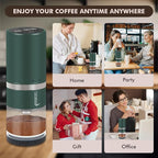 Portable Electric Coffee Grinder Stainless Steel Conical Burr Coffee Grinder with 45 Adjustable Settings Rechargeable Coffee Bean Grinder with LED Display for Home, Travel, Camping, Office-Dark Green