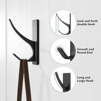 Self Adhesive Coat Hooks for Hanging: Heavy Duty Stainless Wall Hook for Towel, Backpack, Hat, Sturdy Metal Hanger, 6-Pack, Matt Black