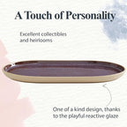 Portmeirion Minerals Oval Serving Platter (13.7"x 7.5") - Stoneware Serving Dish with Reactive Glaze, Amethyst - Modern Ceramic Serveware for Dining, Entertaining, Gifting - Great for Charcuterie