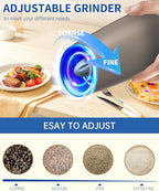CIRCLE JOY Gravity Electric Salt and Pepper Grinder Set Automatic Salt and Pepper Grinder Set with LED Light, Battery Operated, Adjustable Coarseness, Large Capacity, for Home Kitchen BBQ, Brown