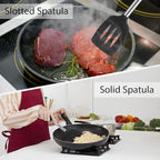 Silicone Spatulas Turners, Solid & Slotted Silicone Spatula Set, Non Stick Turners,Ailsoes Heat Resistant BPA Free Rubber Spatulas for Fish, Eggs, Pancakes, WOK，2 Pack (Black)