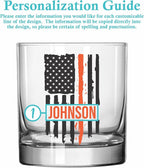 Blue Ridge Mountain Gifts - Thin Orange Line Whiskey Glass - Personalized Search and Rescue Glass, SAR Appreciation, Rescue Workers Gift, Custom Correction Officer Barware, EMS Support Glassware