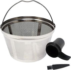 GOLDTONE Stainless Steel Coffee Filter - 8-12 Cup Basket Reusable Metal Filter for Mr. Coffee and Black and Decker Machines - Includes Scoop and Brush