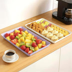 WOWBOX 6 pcs Serving Tray for Entertaining, Serving Platters for Snacks, Fruit, Cookies, Dessert, Reusable Plastic Trays for Serving Food, (White, Black, Green, Red, Purple, Blue)