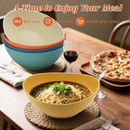 Homienly 60oz Wheat Straw Bowls Set of 6 Salad bowls Large Capacity Popcorn Bowl Unbreakable Serving Bowls Microwave & Dishwasher Safe Bowl Set Alternative for Plastic Bowls for Kitchen - Multi-colors