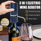 Electric Wine Dispenser, Aerator, Vacuum Wine Pump with Touch LED Display, Wine Temperature Monitor, One Touch Automatic Wine Pourer with USB Rechargeable, Gifts for Men & Women Wine Lovers (Blue)