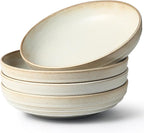 HAPPY KIT 9'' Pasta Bowls, 42oz Pasta Bowls Set of 4, Large Salad Bowl, Ceramic Serving Bowls,Double Reactive Glaze, Ideal for Housewarming, Festivals, Microwave Safe (Ivory)