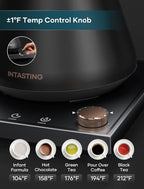 Electric Kettle, Gooseneck Electric Kettle, ±1℉ Precise Temperature Control, Stainless Steel Interior, Quick Heating for Pour Over Coffee, Tea & Boiling Water, 0.9L (Matte Black)