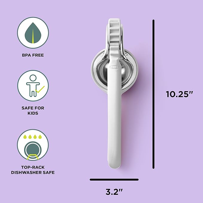 Chef'n FreshForce Lemon Squeezer Citrus Juicer, Handheld Manual Press with Dual-Gear Design for Max Juice Extraction, Durable, Baking White