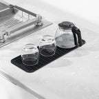 Silicone Dish Drying Mat for Multiple Usage,Easy clean,Eco-friendly,Heat-resistant Silicone Mat for Kitchen Counter,Sink,Bar,Bottle,or Cup Black M 17 inches x 6 inches