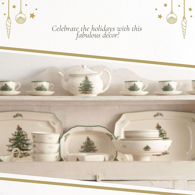 Spode Christmas Tree Dip Bowls - Set of 2, Naughty and Nice, 4-Inch Ceramic Serving Bowls for Holiday Dips, Snacks, Nibbles - Festive Tableware Christmas Tree Design - Dishwasher & Microwave Safe