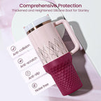 Cup Boot for Stanley, Silicone Protector Cover Accessories for Stanley Quencher H2.0 FlowState Tumbler 40oz / Adventure Quencher Tumbler 40oz (Plum)