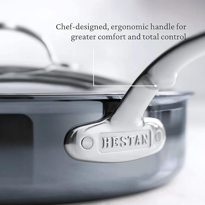Hestan - NanoBond Collection - Titanium Stainless Steel 3.5-Quart Sauté Pan with Lid - Toxin, PFAS, & Chemical Free Clean Cookware, Induction Cooktop Compatible