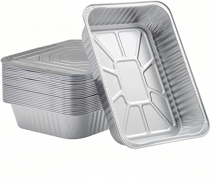 Aluminum Foil Pans Half Size, Disposable Heavy Duty 9×13 Baking Pans, Deep Family Size Container, Foil Pans for Roasting,Catering,Picnic or Holiday needs(25 Pack w/Lids)