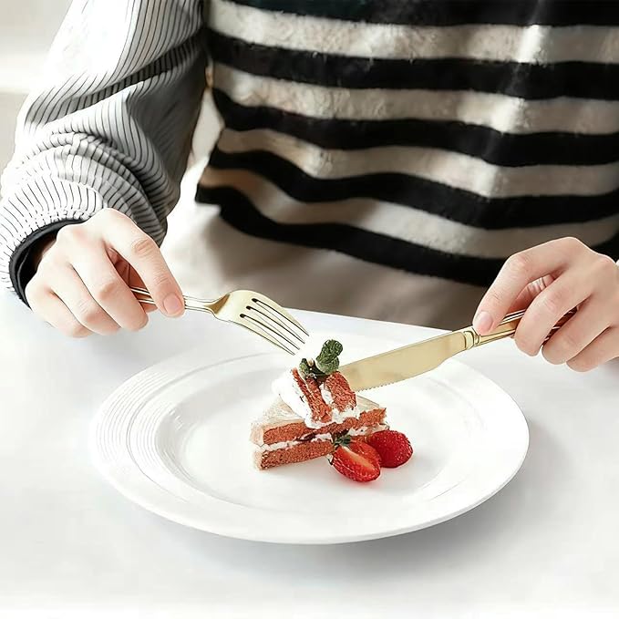 Champagne Silverware Set, 30-Piece Stainless Steel Champagne Flatware, 18/0 Stainless Steel Utensils, Dishwasher Safe, Modern Tableware for Home & Kitchen Dining