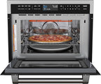 KoolMore Reserve 24 in. 1.6 cu. ft. Built-in Convection Microwave Oven with Air Fryer, 10 Power Levels, Sensor Cooking, Bake, Roast, Broil, Defrost, 1750 Watts, UL Certified in Black Stainless-Steel