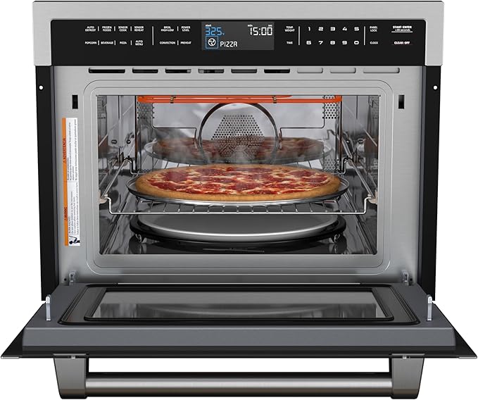 KoolMore Reserve 24 in. 1.6 cu. ft. Built-in Convection Microwave Oven with Air Fryer, 10 Power Levels, Sensor Cooking, Bake, Roast, Broil, Defrost, 1750 Watts, UL Certified in Black Stainless-Steel