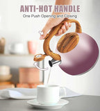 Tea Kettle for Stove Top, 3.2QT Whistling Tea Pots with Wood Parttern Handle, Stainless Steel Teapot for Home and Kitchen (Purple Gradient)