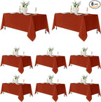 Fitable 8 Pack Rectangle Tablecloths: Stain Resistant Wrinkle Free Circle Table Clothes, Washable Reusable Polyester Table Covers for Wedding Party Birthday Banquet Reception(Rust, 70x120 inch)