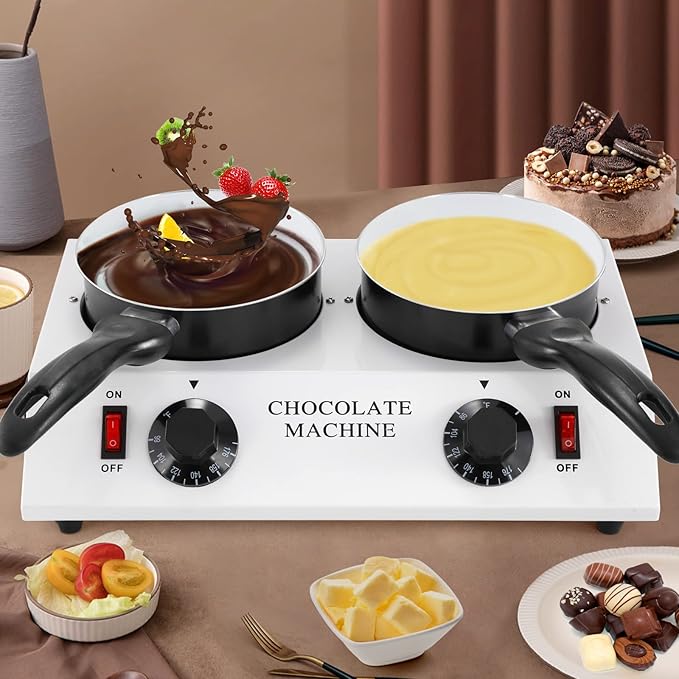 Dyna-Living Chocolate Melting Pot Dual Chocolate Tempering Machine for Melting Chocolate, 80W Chocolate Melting Machine Electric Chocolate Melter Pot for Home, Chocolate Fondue Pot for Chocolate Melt
